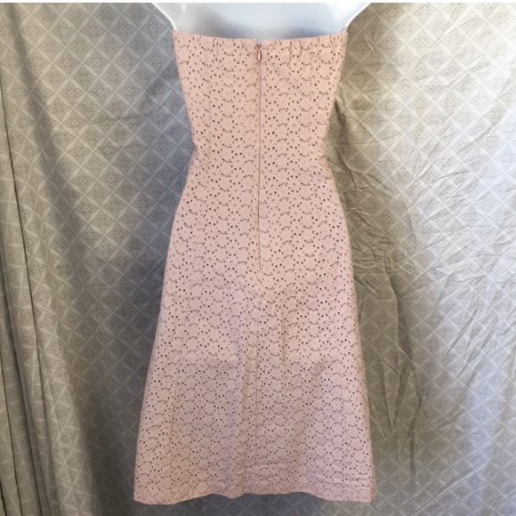 Soft Pink Lace Eyelet Strapless A Line Dress 100% Cotton Fully Lined Size 6 - Picture 7 of 14